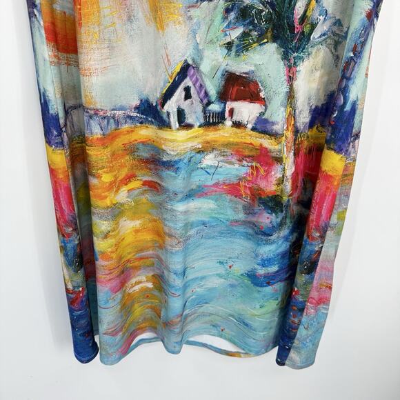 Leoma Lovegrove Tropical Print Shift Dress Stretch Jersey Short Sleeve Size XL - Picture 8 of 11